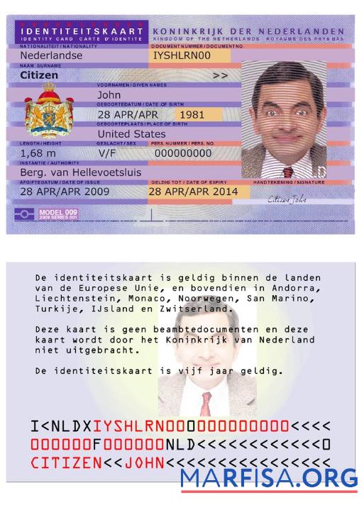 Printable Netherland ID Version 2 download for verification